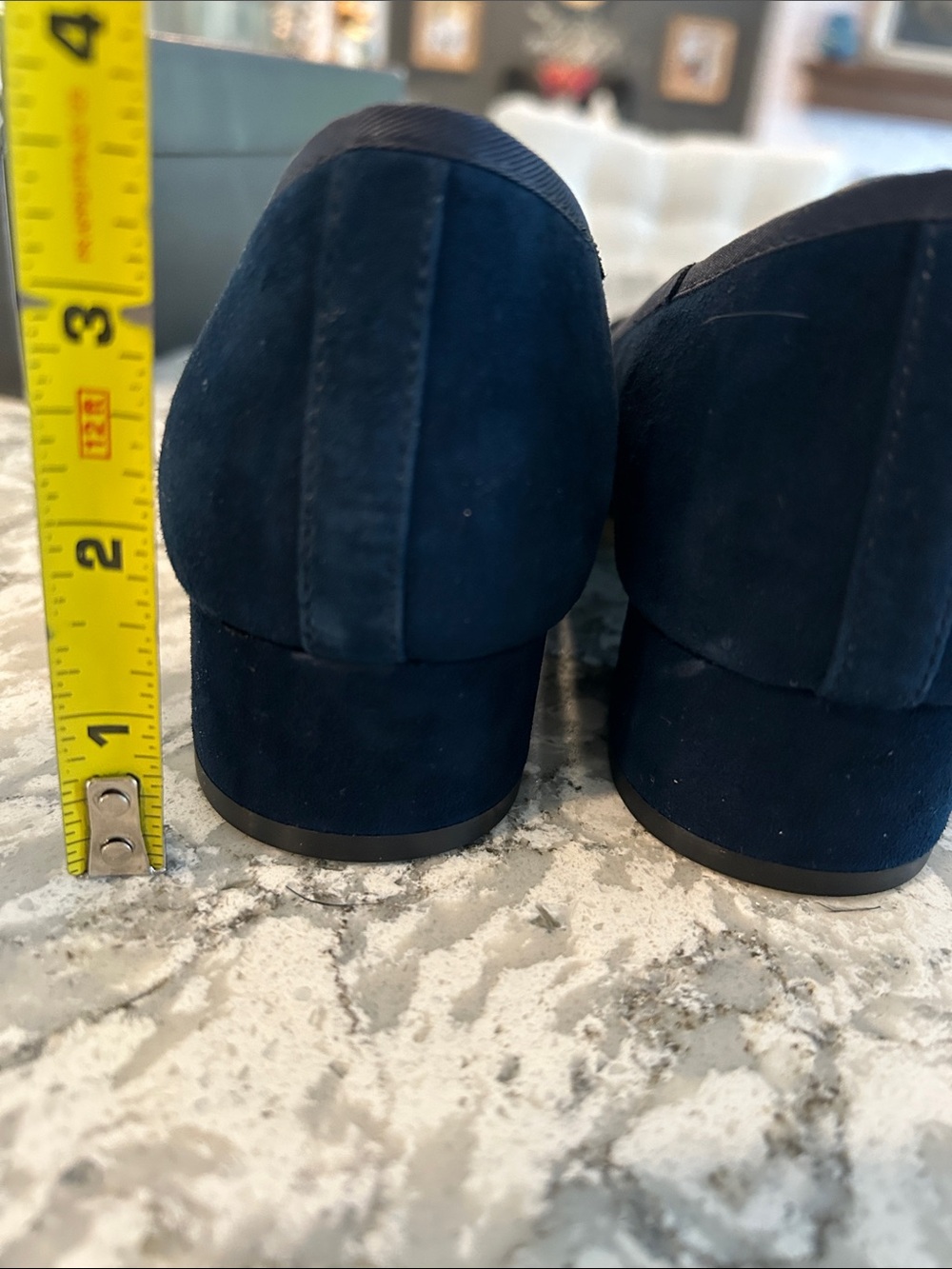 Talbots Navy Suede Square-Toe Ballet Flats with Bow - Picture 4 of 8